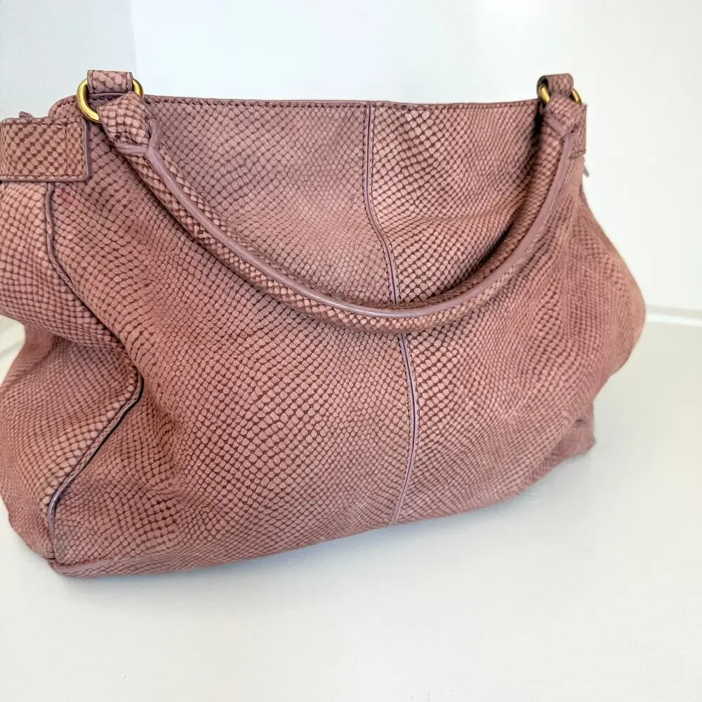 KOOBA Blush‎ Python Embossed Leather Shoulder Bag Gold Hardware Y2K